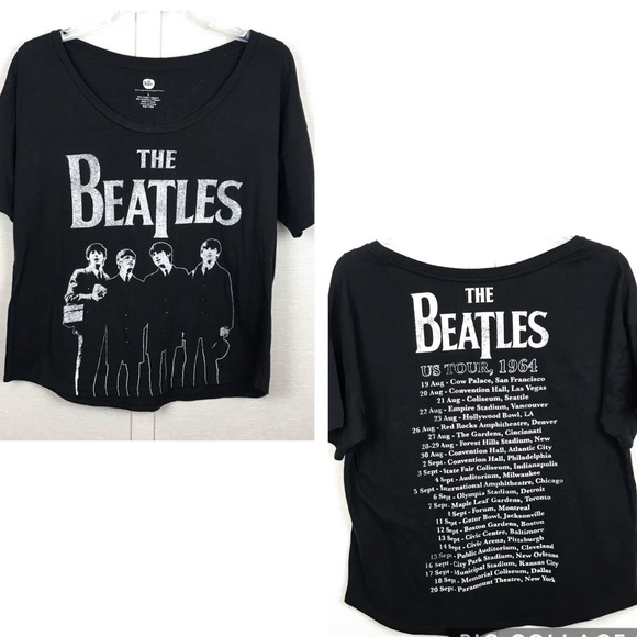 The Beatles Tops - THE BEATLES Black 1964 US Concert Tour Tee Large